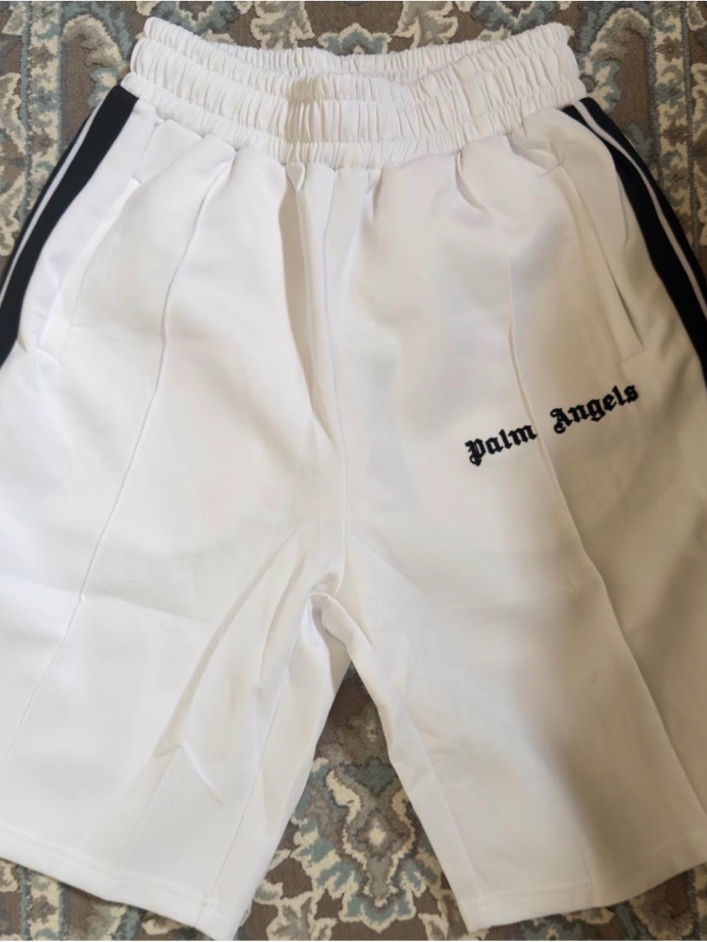 Palm Angels White Shorts with Black Side Stripes